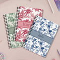 Cuaderno de espiral A5 personalizado estilo retro Toile de Jouy con nombre Uso diario Vuelta al cole Cumpleaños Navidad Regalo para mujeres Niñas