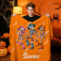 Personalizado gótico fantasma esqueleto calabaza suave manta con nombre decoración del hogar Halloween Party Gift for Kid Friend Family