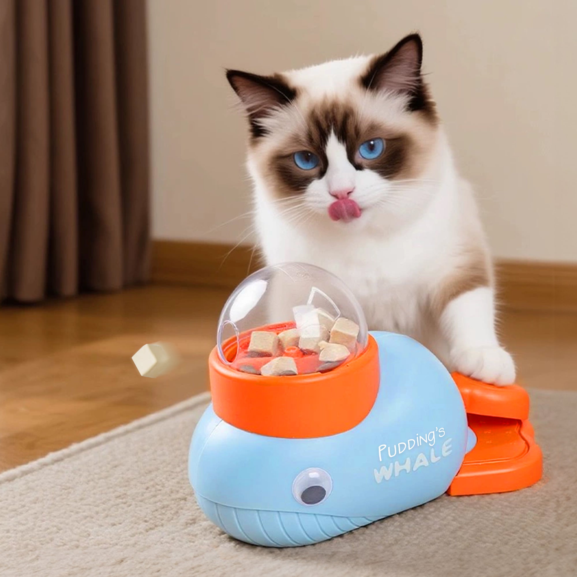 Pato Ballena Personalizado Juguete Dispensador de Premios Interactivo para Perro con Nombre y 3 Puertos de Alimentación Diferentes Regalo de Cumpleaños de Aniversario para Amante de Mascotas