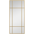 110 x 50cm Window Style Wall Mirror with Metal Frame, Decorative Hanging Mirror, Gold Tone
