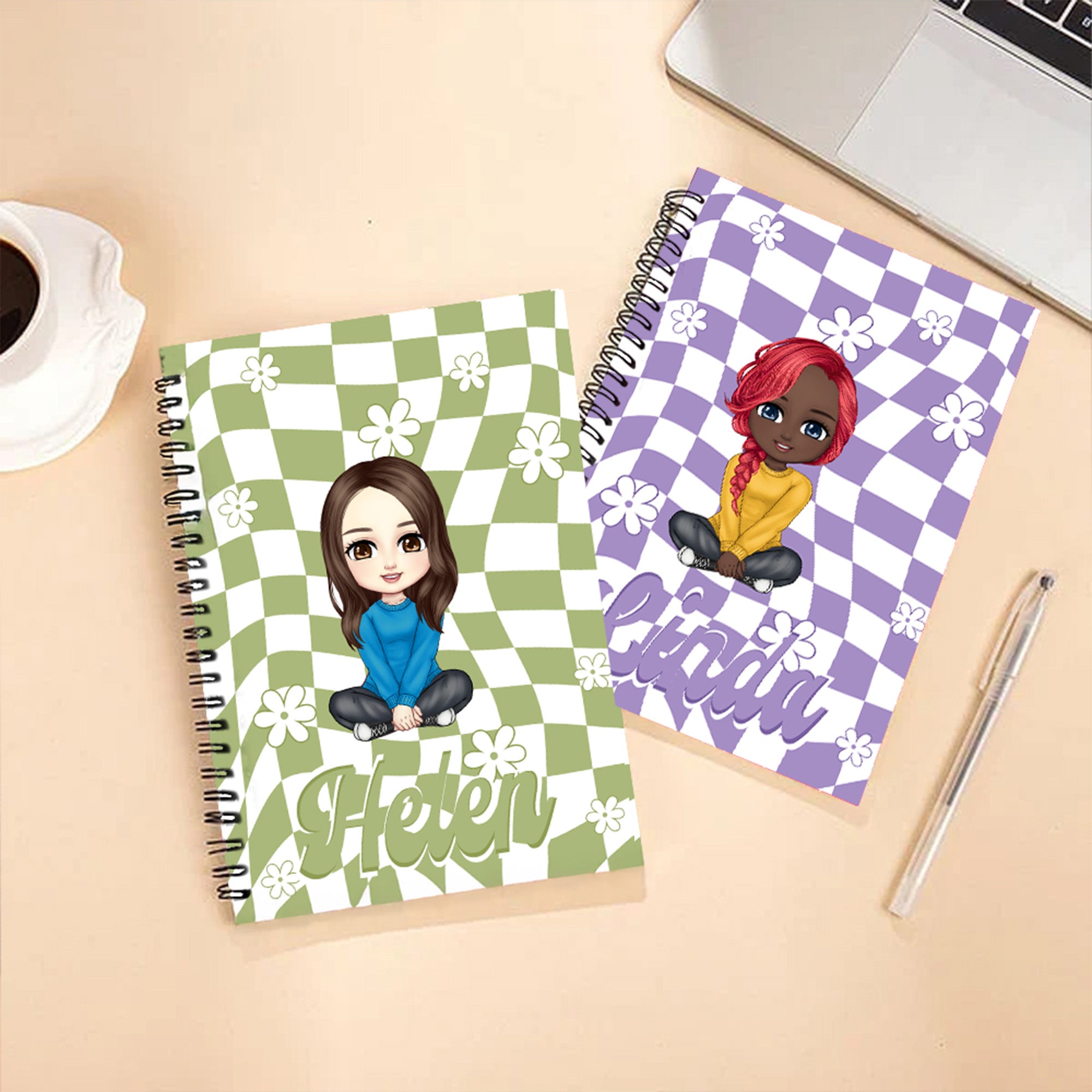 Cuaderno de espiral A5 personalizado con 120 páginas rayadas Regalo de cumpleaños de vuelta al cole para niñas