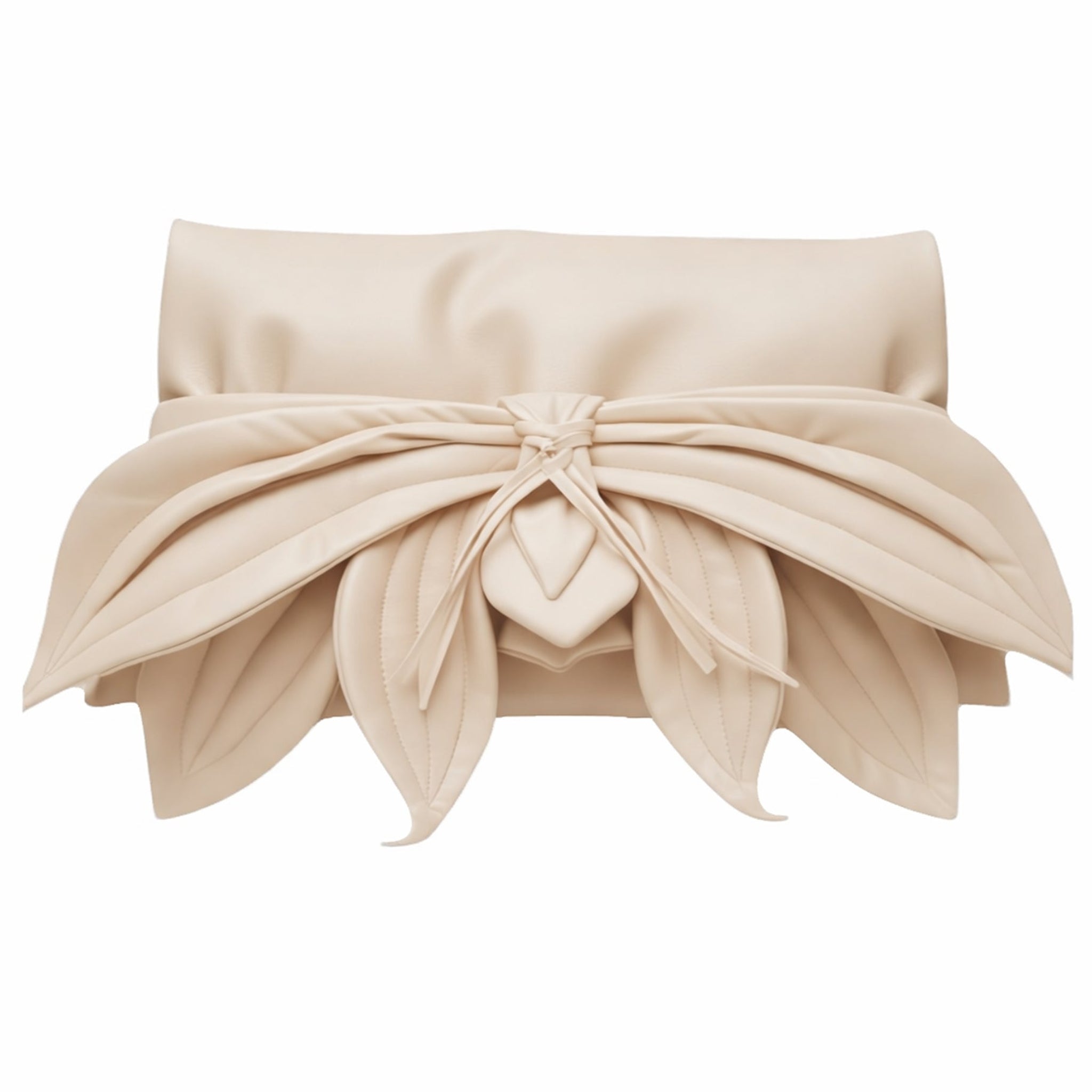 Petal Faux Leather Evening Clutch Bag - Ecru