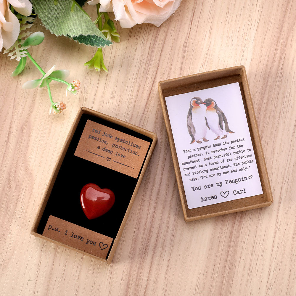 Personalizada You Are My Penguin Red Love Guijarro Tarjeta Caja Regalo con Nombres Aniversario San Valentín Regalo para Pareja