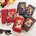 Personalizado lindo Highland nombre de la vaca billetera con ranuras para tarjetas de bolsillo Aniversario regalo de cumpleaños para las mujeres