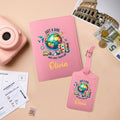 Personalizado Just A Girl Who Loves Traveling Porta Pasaportes de cuero de PU Etiqueta de equipaje con nombre Regalo de cumpleaños para niña