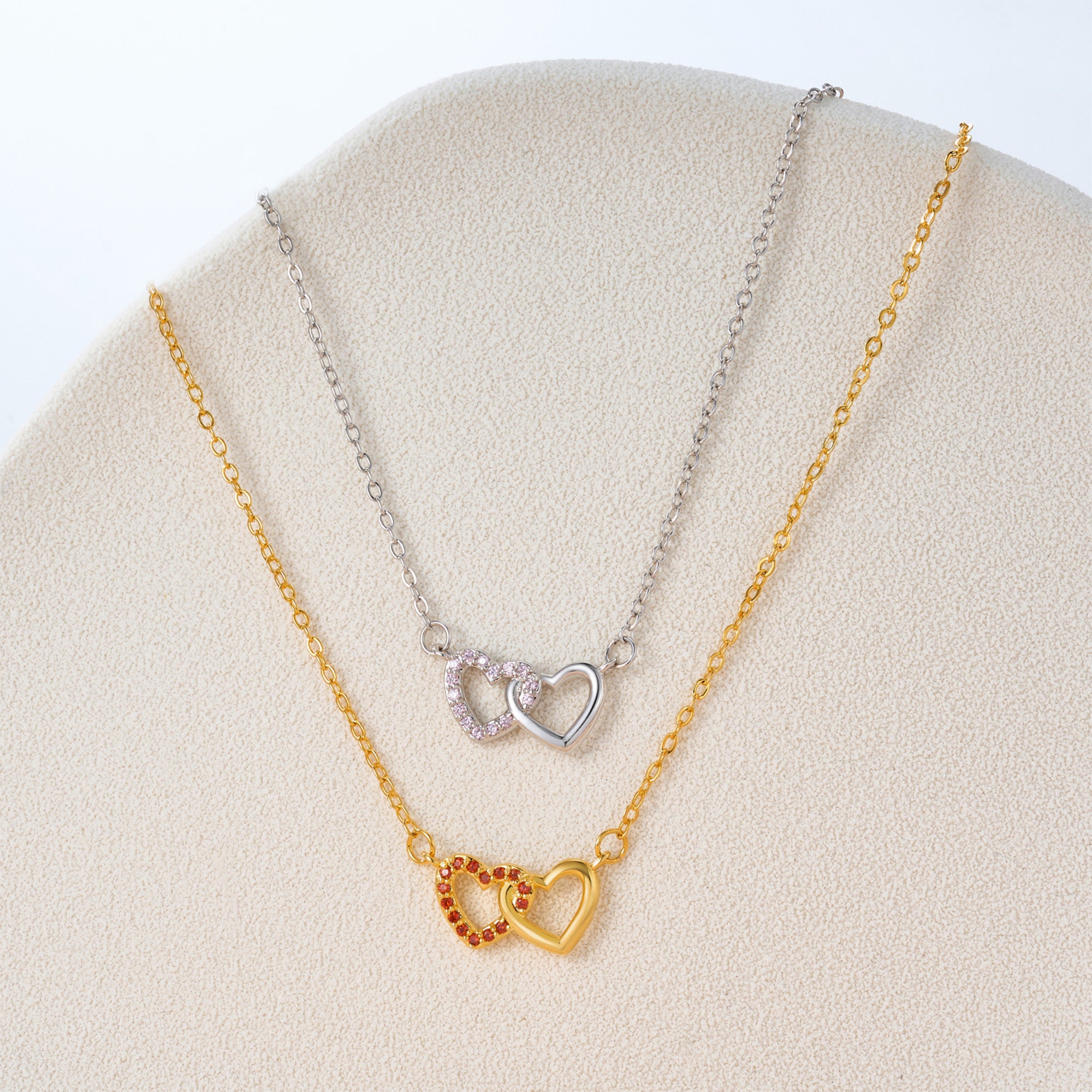 Collar Personalizado Infinito Corazones Dobles con Piedra de Nacimiento Joyería Delicada Regalo de Cumpleaños Aniversario para Mujer
