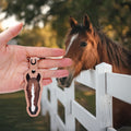 Llavero personalizado de cuero de PU con foto de cara de caballo con nombre y borla Bolsa Accesorios Ecuestre Aniversario Cumpleaños Regalo para los amantes del caballo