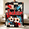 Manta blanda con nombre personalizada con motivo de fútbol Decoración para el hogar Club de fútbol Regalo de cumpleaños para los amantes del fútbol