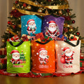 Personalizado de dibujos animados de Santa Claus personaje de luz LED bolsa de cubo con el nombre de Navidad Regalo de fiesta para los niños de la familia