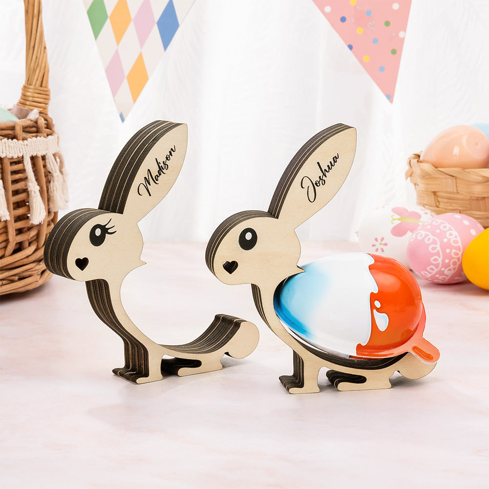 Conejito de Pascua de madera personalizado con nombre Fiesta de Pascua Decoración del hogar Regalo de cumpleaños para niños Familia