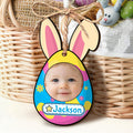 Conejito de Pascua personalizado Orejas Huevo Foto Cesta Etiqueta con Nombre Pascua Regalo para Niños