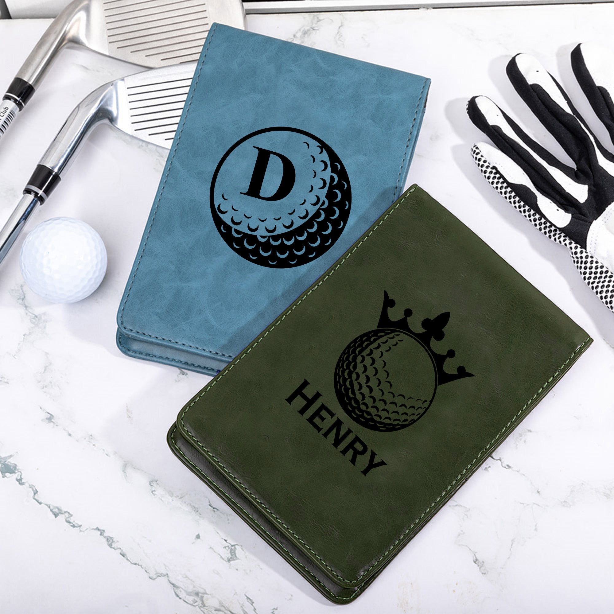 Monograma Personalizado Golf-Themed PU Cuero Golf Scorecard Holder Daily Training Game Day Golf Club Gift for Golf Players Coaches