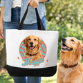 Pintura al óleo personalizada Mascota Foto A cuadros Bolsa de gran capacidad con nombre Uso diario Regalo de cumpleaños para los amantes de las mascotas Propietarios