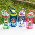 Personalizada de dibujos animados Oso León Animales Nombre 16 oz Botella de agua con pajita y asa Suministros al aire libre Vuelta al cole Cumpleaños Regalo para Niños Niñas