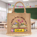 Libro de lápices personalizado Flores Bolsa de yute con nombre Gran almacenaje Accesorio de viaje Fiesta Regalo de cumpleaños para mujer