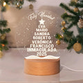 Luz nocturna LED personalizada con base de madera diseño de árbol de Navidad y nombres de 2 a 10 personas regalo de Navidad para familia y abuelos