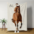 Manta personalizada de acuarela multicolor con foto de caballo y nombre Decoración para el hogar Cumpleaños Recuerdo ecuestre Regalo para entusiastas de los caballos