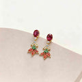 Personalizado Sparkling Holly Leaf Zircon Birthstone Stud Earrings Dainty Jewelry Birthday Anniversary Christmas Gift for Women