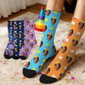 Calcetines de media caña personalizados suaves y transpirables con foto de cara y edad regalo de cumpleaños o aniversario para familia y amigos