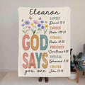 Personalizado Dios Dice Flor Biblia Suave manta con nombre Decoración del hogar Regalo de Navidad para Niños Cristianos Familias