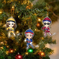 Hockey Hielo Personalizado Deportes Caricatura Personaje Acrílico Ornamento con Nombre y Número Decoración para el Árbol de Casa Regalo de Navidad para Jugador de Hockey Hielo