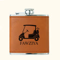Diseño personalizado de golf portátil de cuero 6 oz Hip Flask con el nombre de Retiro Día del Padre Cumpleaños de regalo para los hombres amantes del golf Bebedores