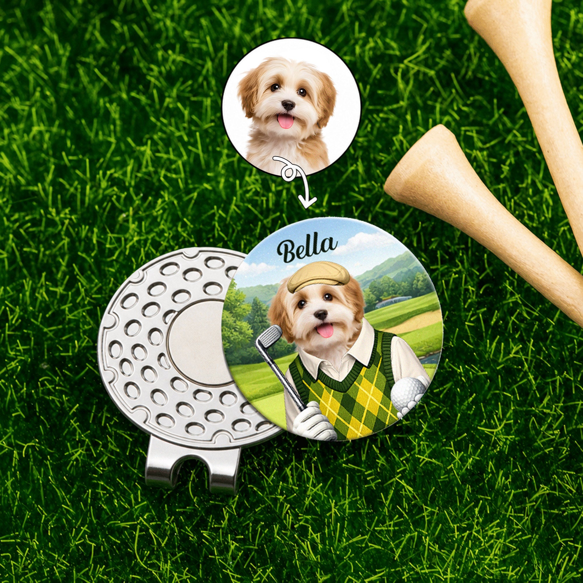 Clip magnético personalizado con foto de mascota para sombrero Marcador de bola de golf con nombre Cumpleaños Aniversario Día del partido Regalo para amantes del golf