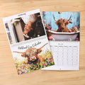 Personalizado 1-4 Fotos 2026 Floral Highland Vaca Calendario con Texto Aniversario Cumpleaños Regalo para los amantes de la vaca Highland