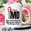Taza de cerámica personalizada con el nombre del personaje médico de dibujos animados Cumpleaños Agradecimiento Inspirational Gift for Nurse Doctor Medical Staff
