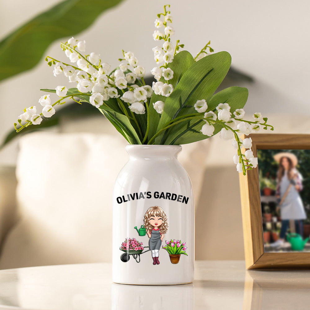 Jarrón de cerámica personalizado con el nombre de un personaje de dibujos animados de jardinería bonsái Regalo de cumpleaños del Día de la Madre para mujeres aficionadas a la jardinería