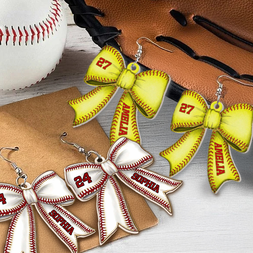 Pendientes personalizados de fútbol, béisbol y softball con nombre y número, regalo de cumpleaños para los amantes de los deportes de pelota