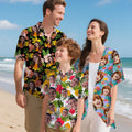 Personalizada Perro Gato Cara Cara Foto Flores Tropicales Hojas Camisa Hawaiana Fiesta en la Playa Regalo de Cumpleaños para la Familia Amante de las Mascotas