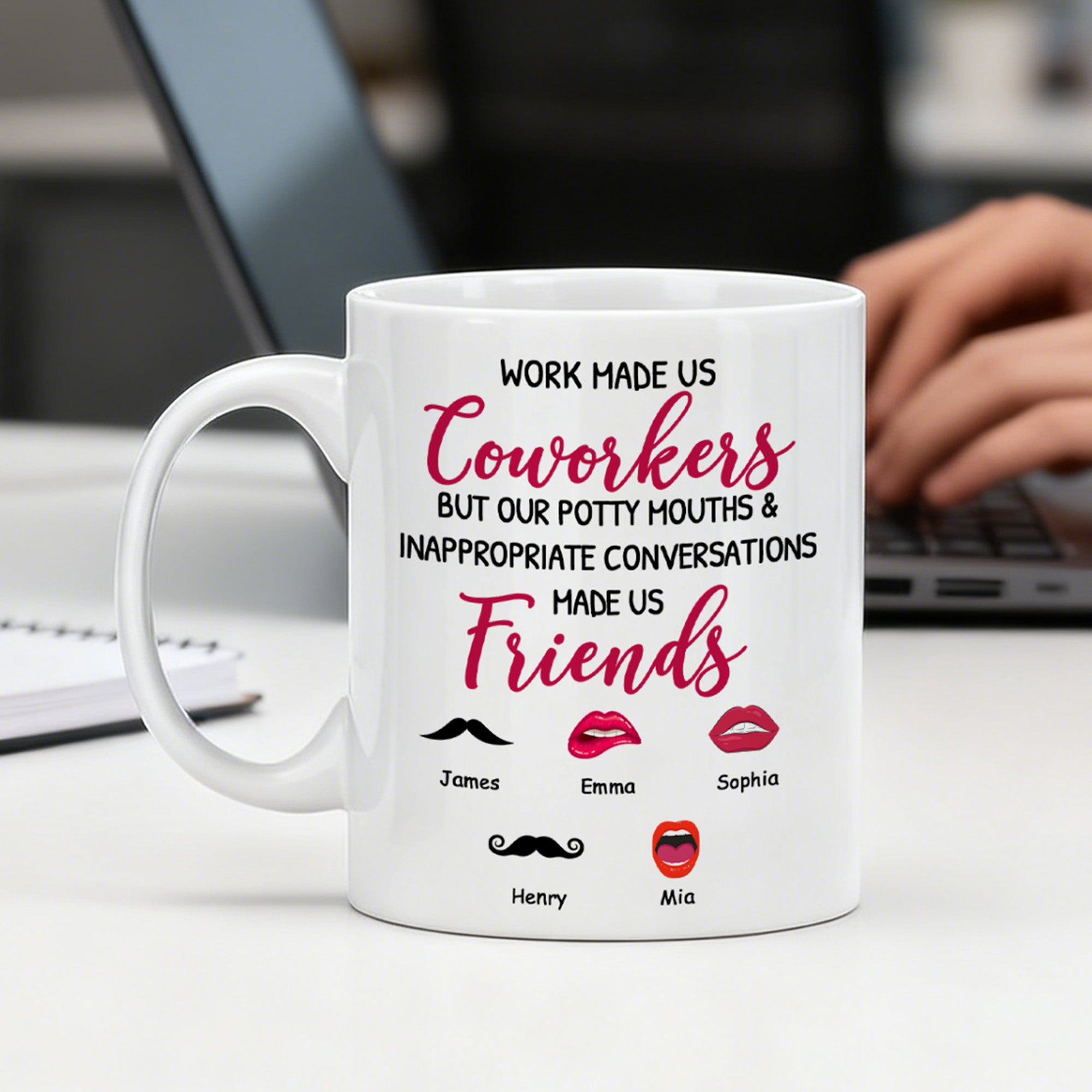 Taza de café de cerámica con 2-8 nombres para uso diario Regalo de amistad para colegas