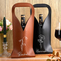 Personalizada Flor de Nacimiento Bolsa de Vino de Cuero PU con Nombre y Asa Protectora Accesorios de Vino Fiesta de Cumpleaños Regalo para Amante del Vino
