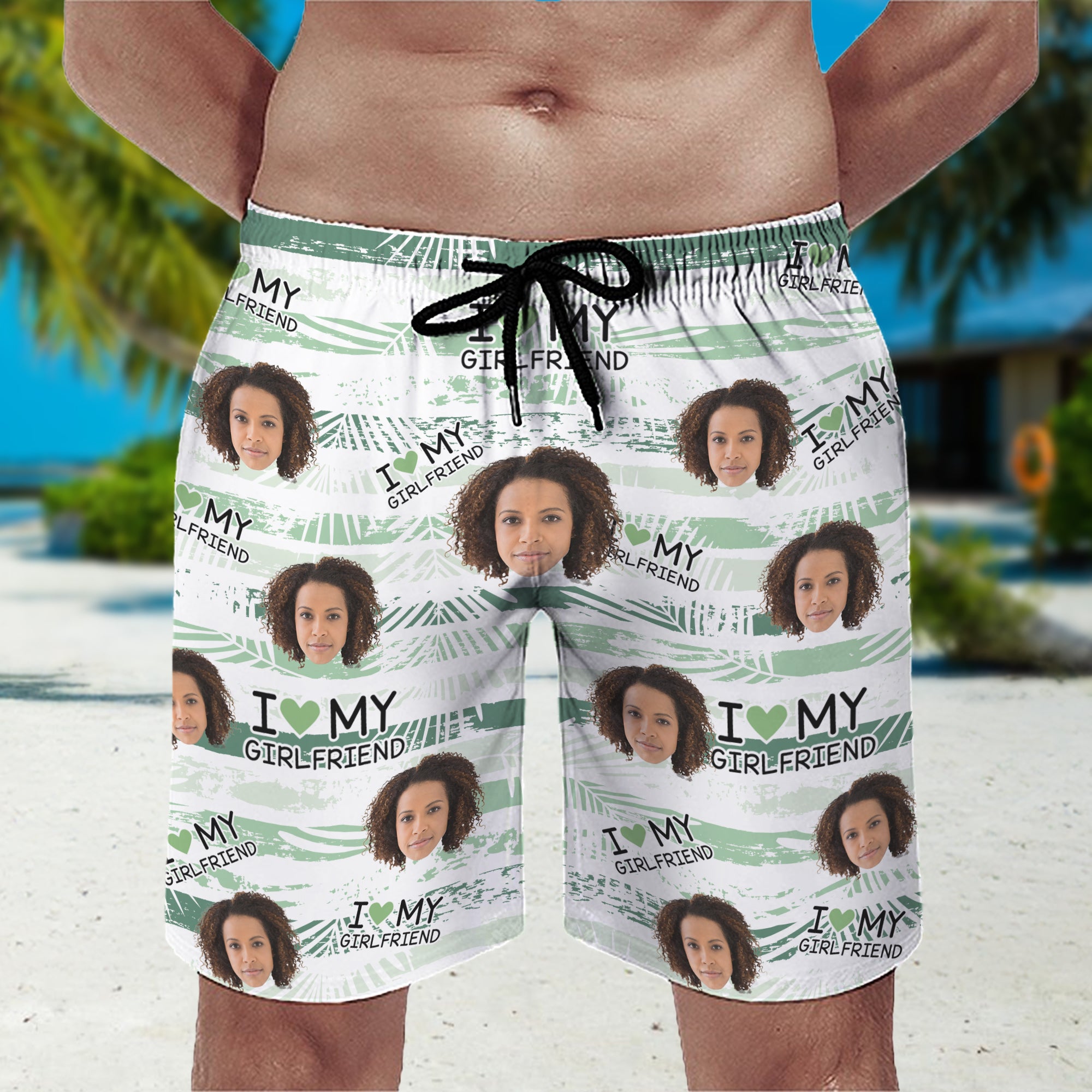 Personalizado I Love My Wife Foto Bañador Shorts de Playa con Malla Breve Holiday Birthday Gift for Husband Boyfriend