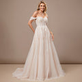 Bridal Wedding Dress Ivory-Nude Sleeveless Long Off the Shoulder Ball-Gown Princess