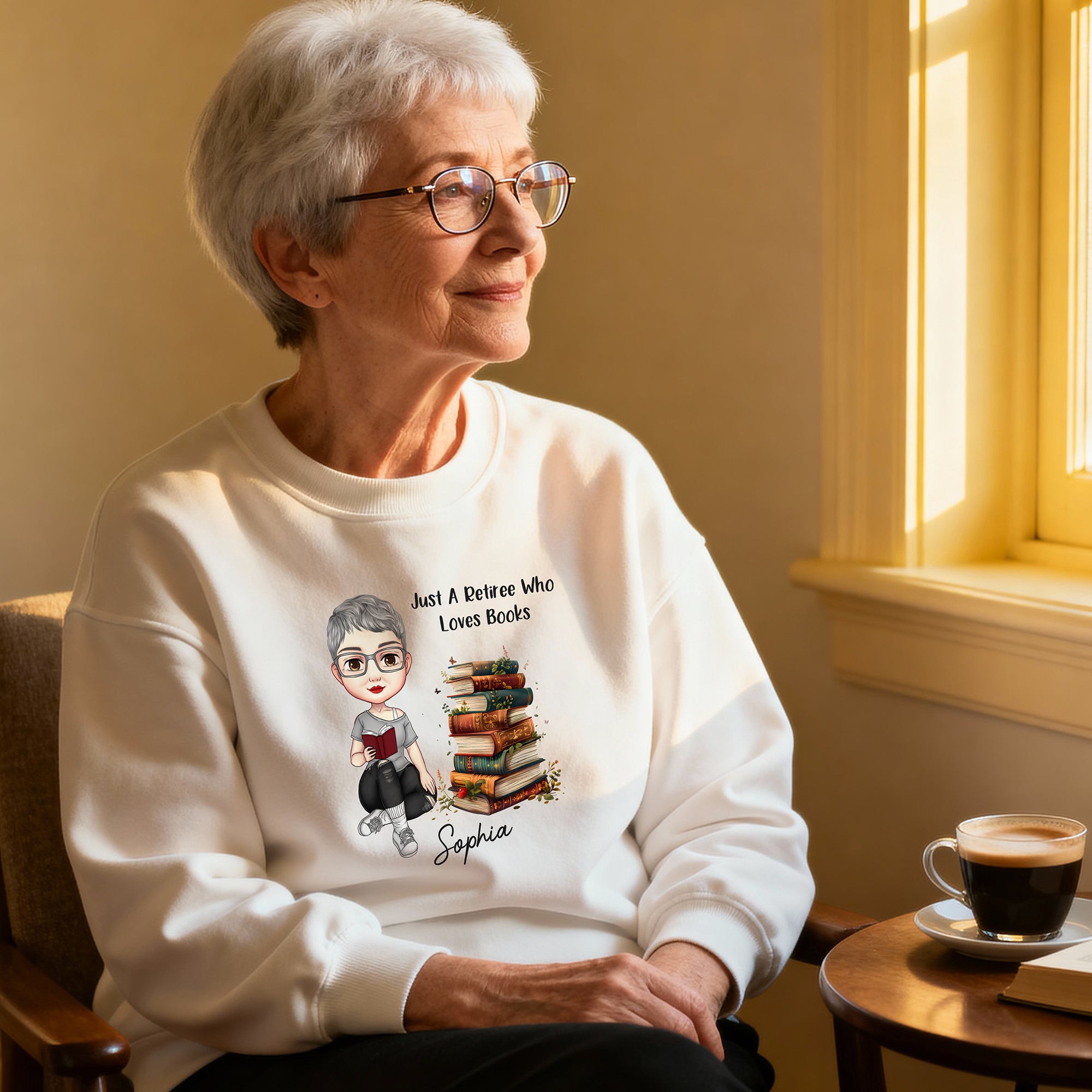 Personalizada de dibujos animados de la lectura de caracteres apilados libros suave camiseta sudadera con capucha con el nombre y el título del club de lectura de la familia de regalos para adultos ni