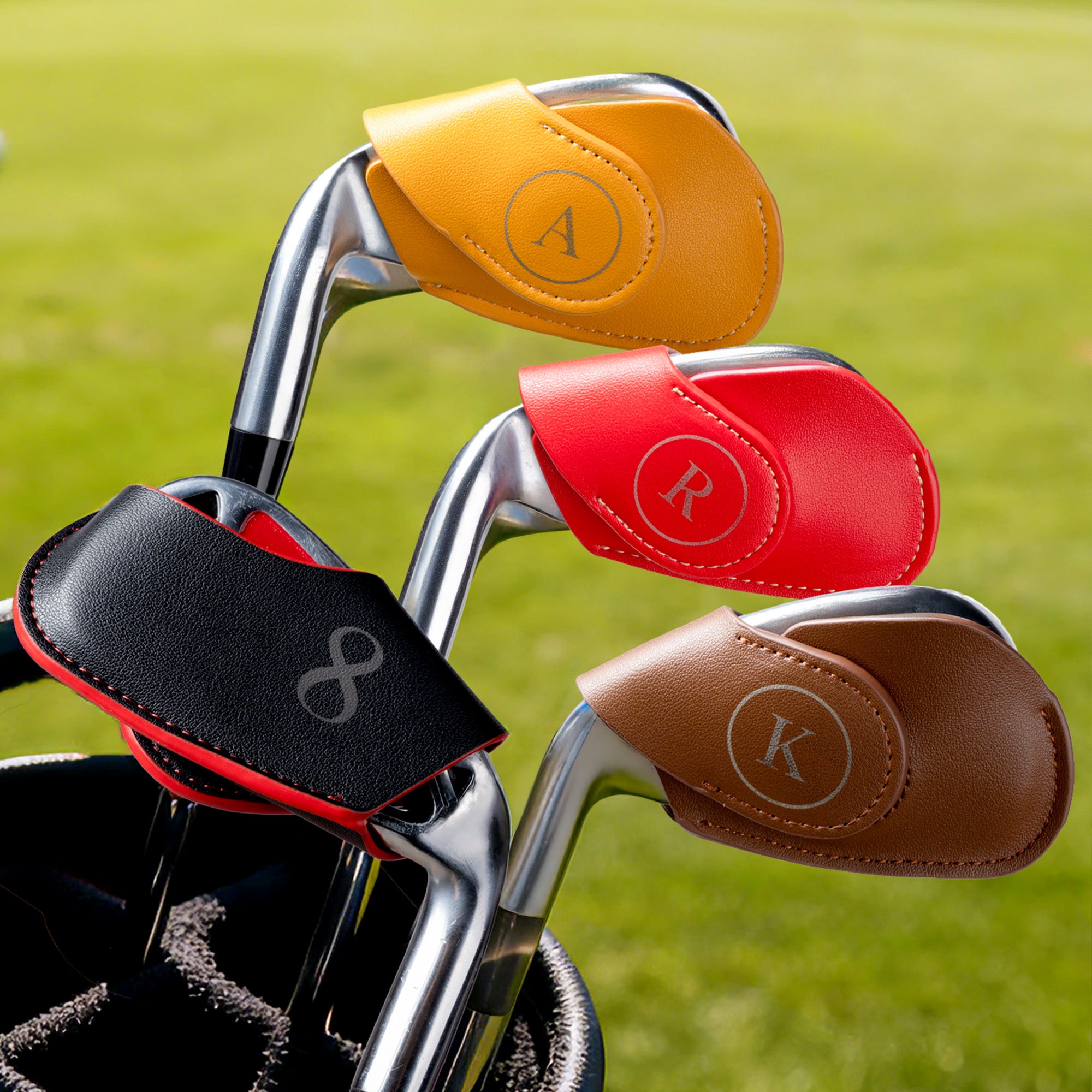 Funda magnética multicolor de cuero de PU para palo de golf con inicial y número Herramientas de golf Regalo de cumpleaños Día del partido para jugador de golf Amante