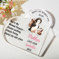 Placa acrílica personalizada en forma de corazón con el nombre y el año del bebé y la madre pingüino Decoración de escritorio Regalo del 1er aniversario del Día de la Madre para la nueva mamá