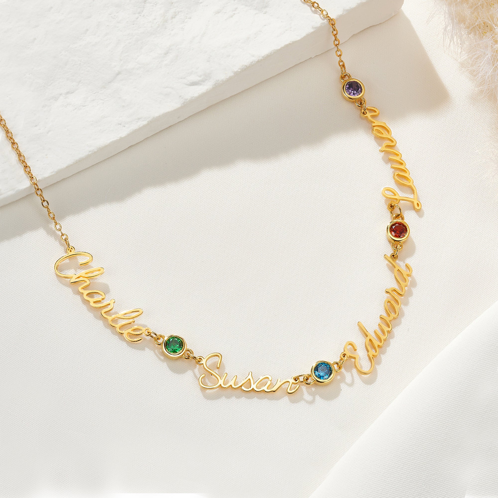 Personalizado 1-5 Familia Piedras de Nacimiento y Nombres Collar Minimalista Joyería Aniversario Cumpleaños Regalo para Mujer
