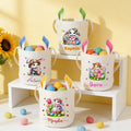 Cesta de Pascua personalizada con conejito de flores con nombre y orejas de conejo Accesorio para cazar huevos Regalo de Pascua para niños