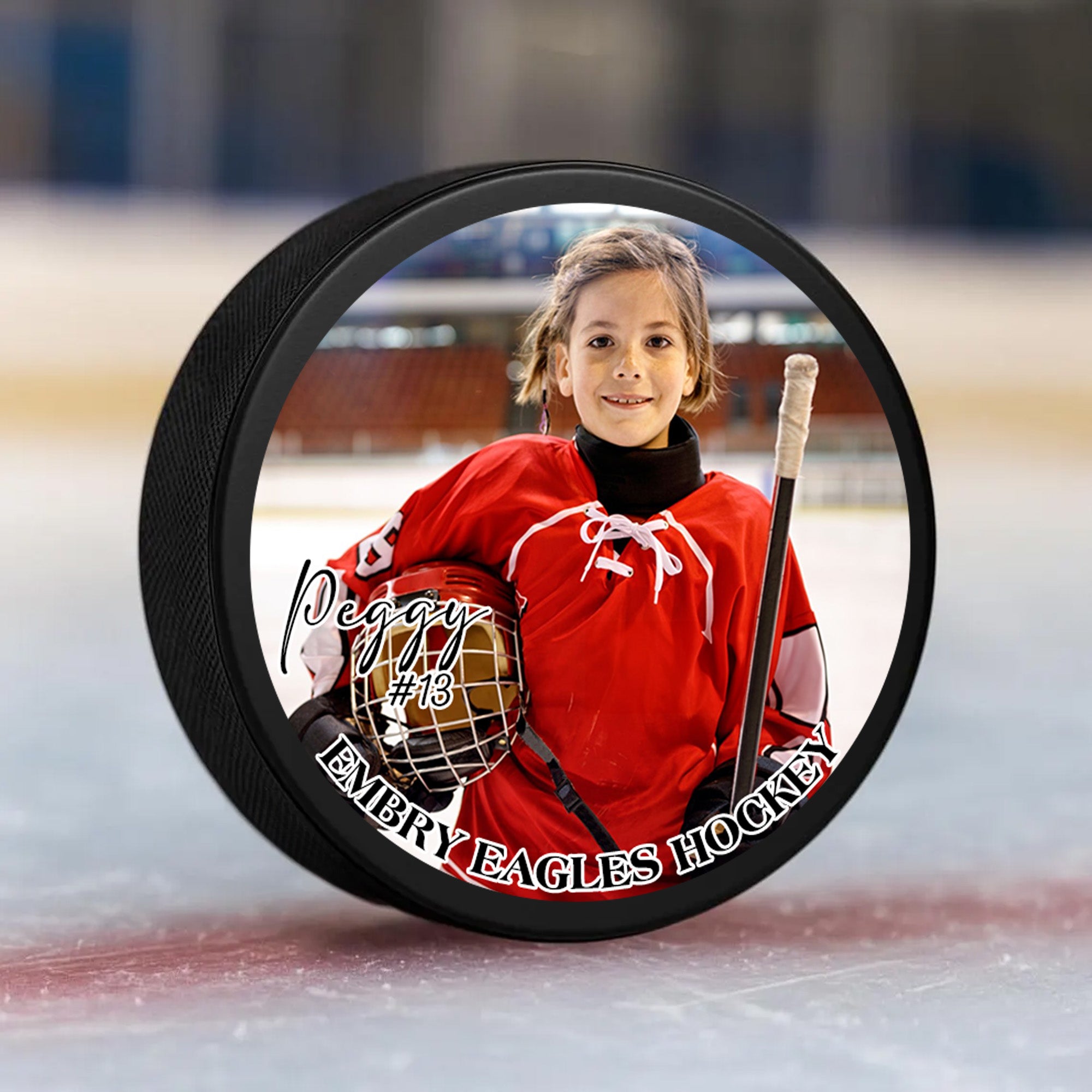 Disco de Hockey sobre Hielo Personalizado con Foto, Nombre, Número y Texto para el Día del Juego en la Pista de Hielo Regalo de Equipo para Amante de Jugador de Hockey sobre Hielo