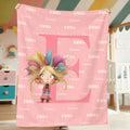 Manta personalizada para niña con nombre e inicial Decoración del hogar Uso diario Regalo de cumpleaños para niñas