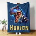 Coqueta manta personalizada de dinosaurio multicolor con nombre Decoración para el hogar Envío desde EE.UU. Regalo de cumpleaños para niños Niñas Amantes de los dinosaurios