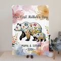 Manta Floral Personalizada Mamá-Niño con Título y Texto Decoración del Hogar Regalo del Día de la Madre para Mamá