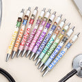 Personalizado Lindo Simple Línea de la enfermera Dibujar Multicolor Retráctil Glitter Bolígrafo con Nombre Apreciación Regalo de cumpleaños para el personal médico
