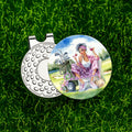 Golf personalizado de dibujos animados Mujer Golf Ball Marker magnético Hat Clip con nombre Cumpleaños Regalo de Navidad para Golf Lover