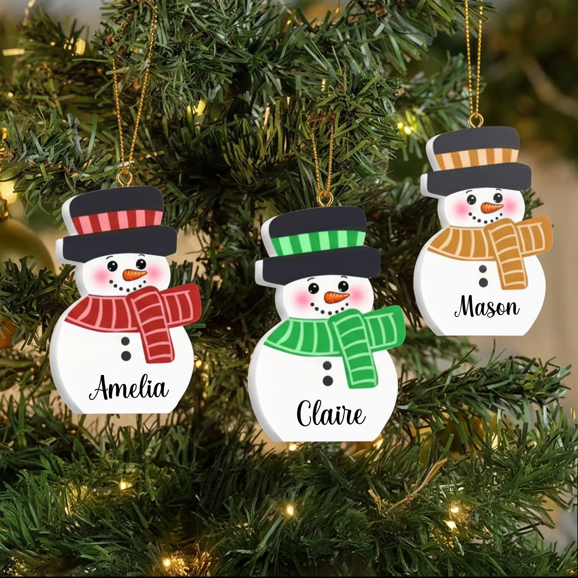 Personalizado Lindo 1-10 Muñecos de nieve Ornamento con nombre Decoración del hogar Regalo de Navidad para la familia Amigos