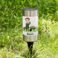 Lámpara solar de jardín impermeable personalizada con nombre de un jardinero de dibujos animados Decoración de jardín extraíble Regalo de cumpleaños para los amantes de la jardinería en familia