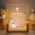 Corona de flores personalizada Cruz Base de madera LED Luz de noche con nombre y texto Decoración del hogar Bautizo Confirmación Baby Shower Regalo para niños